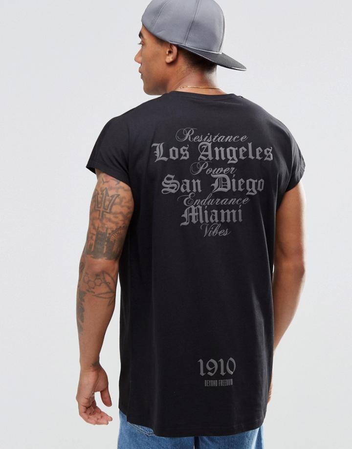 Asos Oversized Sleeveless T-shirt With City Script Back Print - Black
