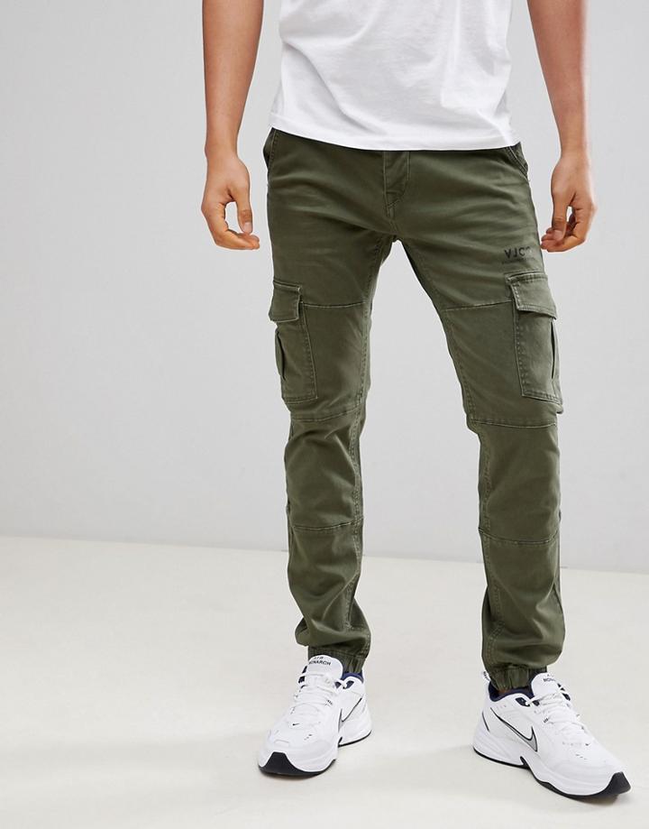 Voi Jeans Cuffed Cargo Pants In Tapered Fit - White