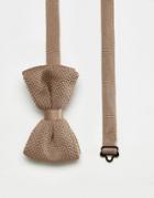 Asos Knitted Bow Tie In Mink - Beige
