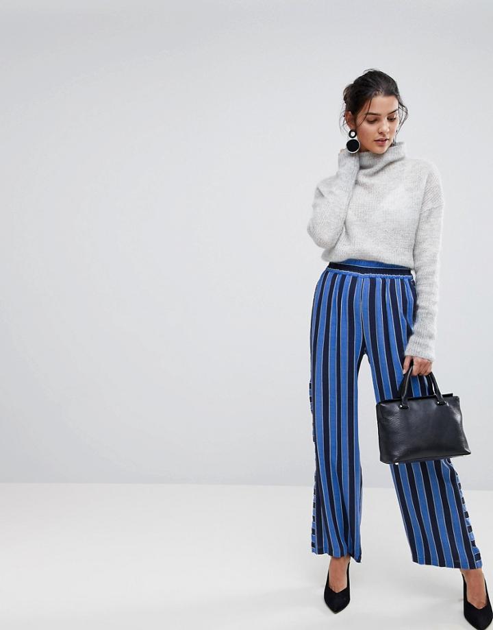Y.a.s Stripe Wide Leg Pants - Blue