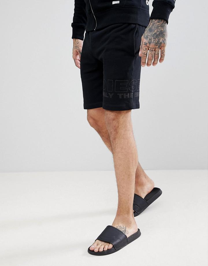 Diesel Logo Lounge Shorts Black - Black