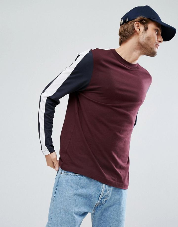 Asos Relaxed Long Sleeve T-shirt With Cut And Sew Panels - Multi