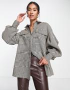 Extro & Vert Pleated Oversized Shirt In Check-brown