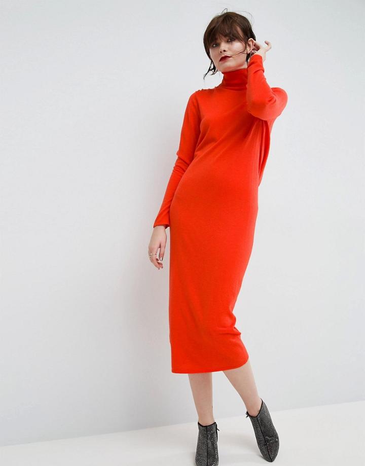 Asos White Double Twist Back Cashmere Mix Dress - Multi