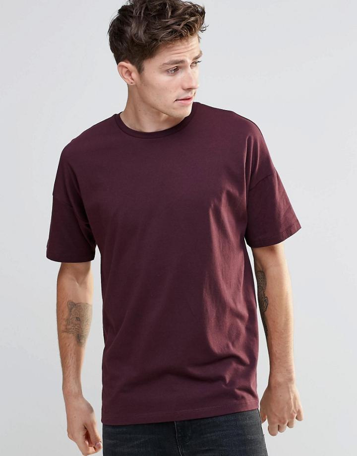 Asos Oversized T-shirt In Oxblood - Oxblood