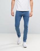 Asos Super Skinny Jeans In Retro Mid Wash - Blue