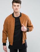 D-struct Faux Suede Bomber - Tan