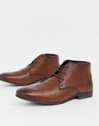 Asos Design Chukka Boots In Brown Leather