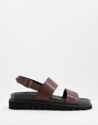 Walk London Jaws Backstrap Chunky Sandals In Brown Leather