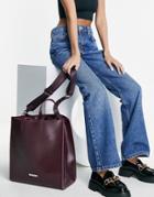 Claudia Canova Top Handle Tote Bag With Insert Pouch In Burgundy-red