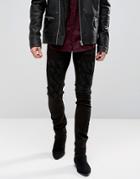 Religion Skinny Fit Jean With Stretch And Shredded Detail - Black