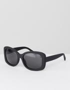 Asos Square Sunglasses In Rubberised Black With Black Lens - Black
