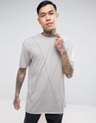 Bershka Oversized T-shirt With Crossover Detail In Gray - Gray