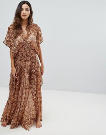Island Stories Peacock Maxi Beach Dress - Multi