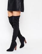Truffle Collection Scuba Over The Knee Boots With Contrast Heel - Black