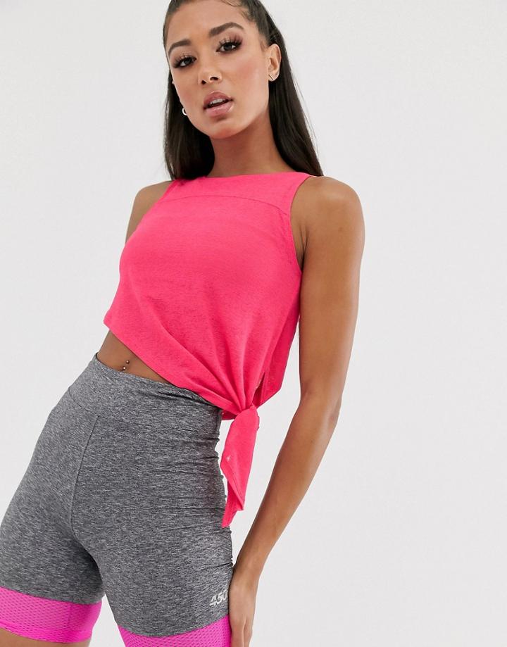 Asos 4505 Sheer Tie Top-pink