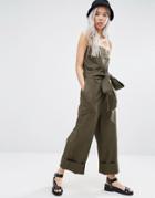 Weekday Strapless Military Jumpsuit - Green