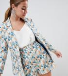 Asos Design Petite Tailored Jacquard Wisteria Floral Blazer - Multi