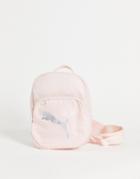 Puma Mini Backpack In Pink With Silver Logo