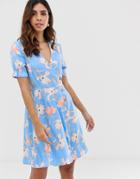 Vero Moda Floral Stripe Tea Mini Dress-multi