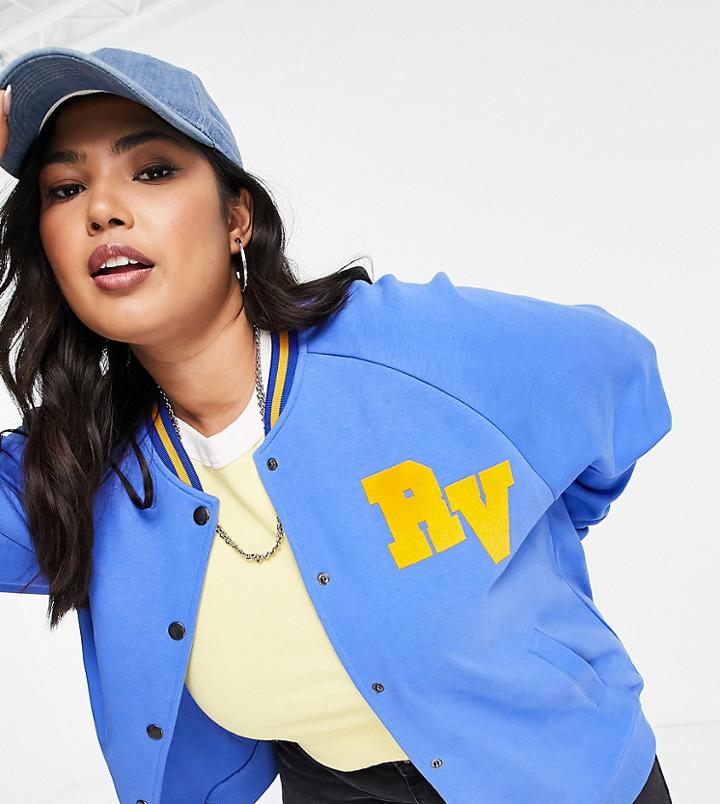 Reclaimed Vintage Inspired Plus Baseball Jacket In Blue-blues
