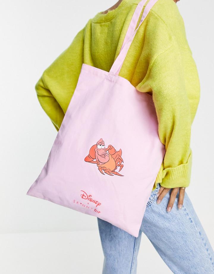 Skinnydip X Disney Sebastian Printed Canvas Tote Bag In Pink