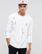 Jack & Jones Long Sleeve T-shirt With Distressed Detail - Cloud Dancer