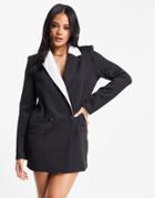 Asos Design Structured Jersey Assymetric Tux Blazer In Mono-multi