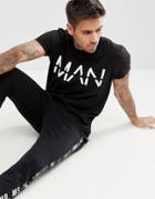 Boohooman T-shirt With Man Dash In Black - Black