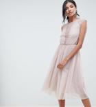 Asos Tall Lace Insert T-shirt Midi Dress-pink