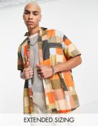 Asos Design Relaxed Shirt In Abstract Print-multi
