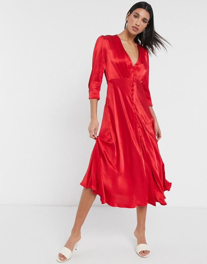 Ghost Madison Button Dress In Red