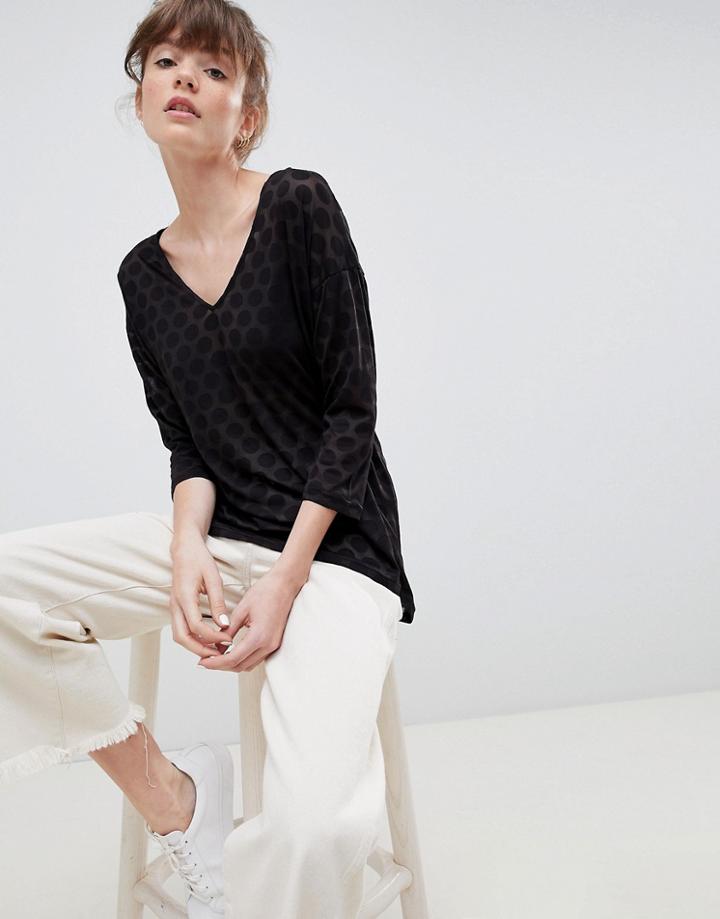 Ichi Sheer Spot Top - Black