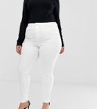 Asos Design Curve Ridley High Waisted Skinny Jeans In Optic White - White