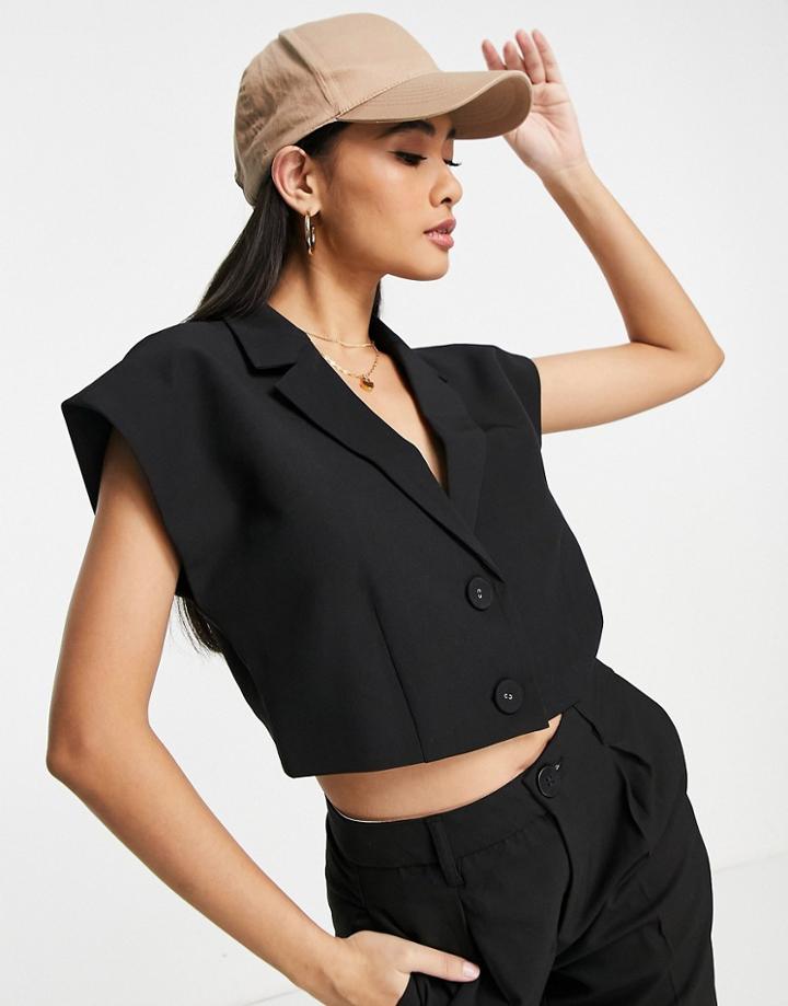 Vero Moda Aware Cropped Vest In Black - Part Of A Set