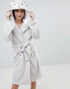 Loungeable Fuzzy Sherpa Fleece Squirrel Robe - Brown