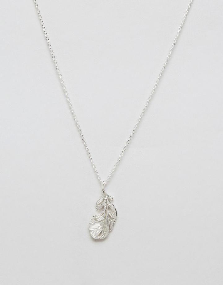 Nylon Silver Plated Feather Necklace - Silver Plated