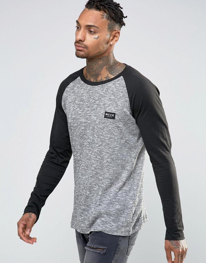 Nicce London Knitted Raglan T-shirt - Gray