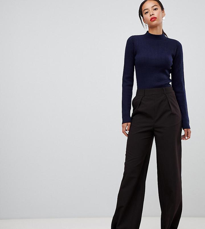 Asos Design Tall Wide Leg Pants With Pleat Detail