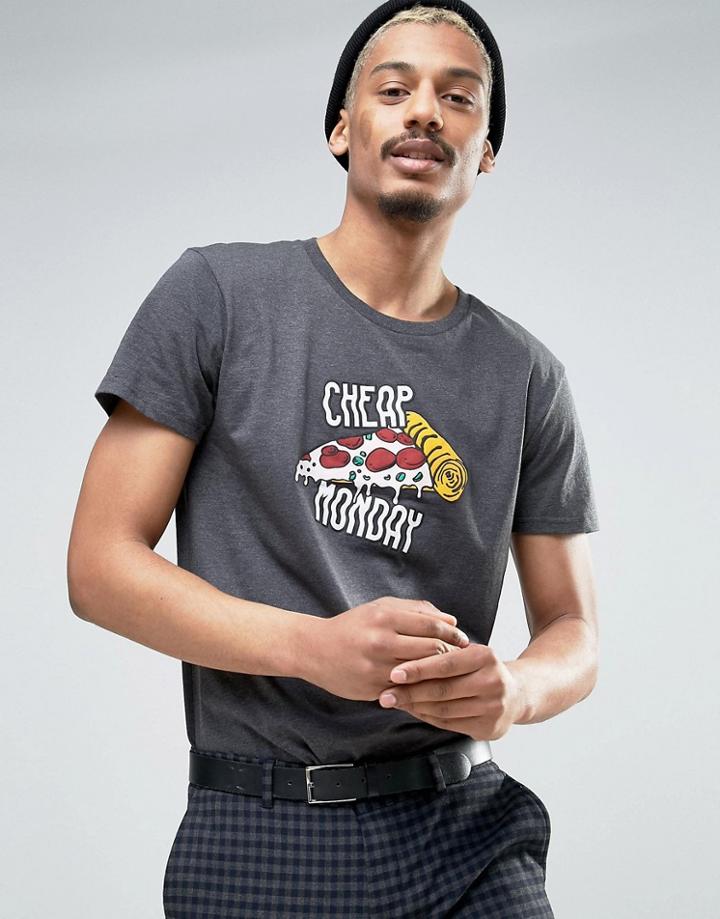 Cheap Monday Pizza T-shirt - Gray