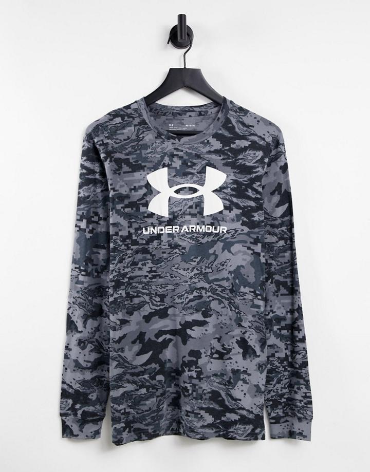 Under Armour Camo Long Sleeve T-shirt In Black
