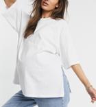 Asos Design Maternity Super Oversized T-shirt With Side Slits In White