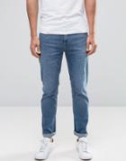Selected Homme Mid Wash Jeans With Stretch In Slim Fit - Blue