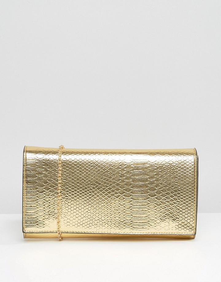 Yoki Metallic Clutch Bag - Gold