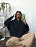 Nike Cropped Fleece Zip Thru Hoodie In Black