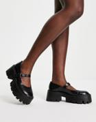 Asos Design Marilyn Chunky Mary Jane Flat Shoes In Black