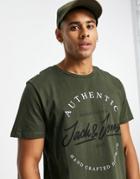 Jack & Jones Logo Crew Neck T-shirt In Forest Green