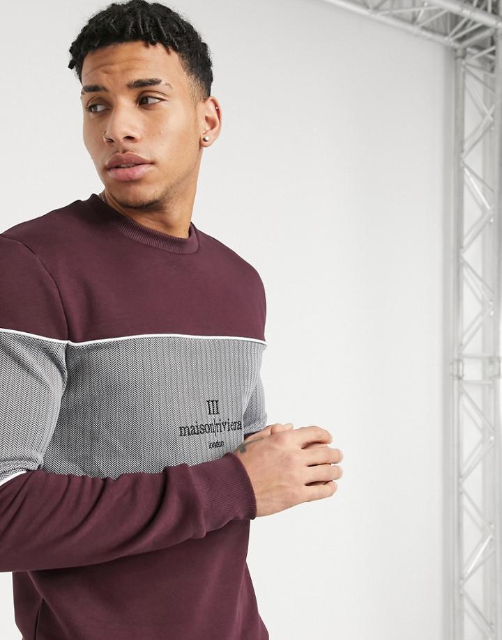 River Island Maison Slim Sweatshirt In Burgundy-red