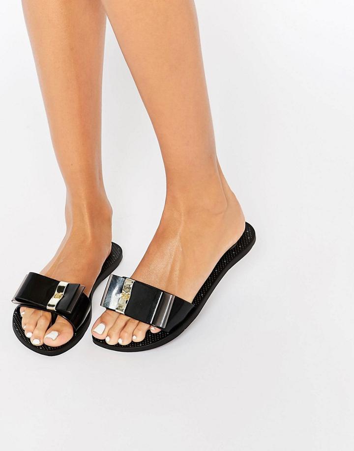 Zaxy Life Slide Flat Sandals - Black