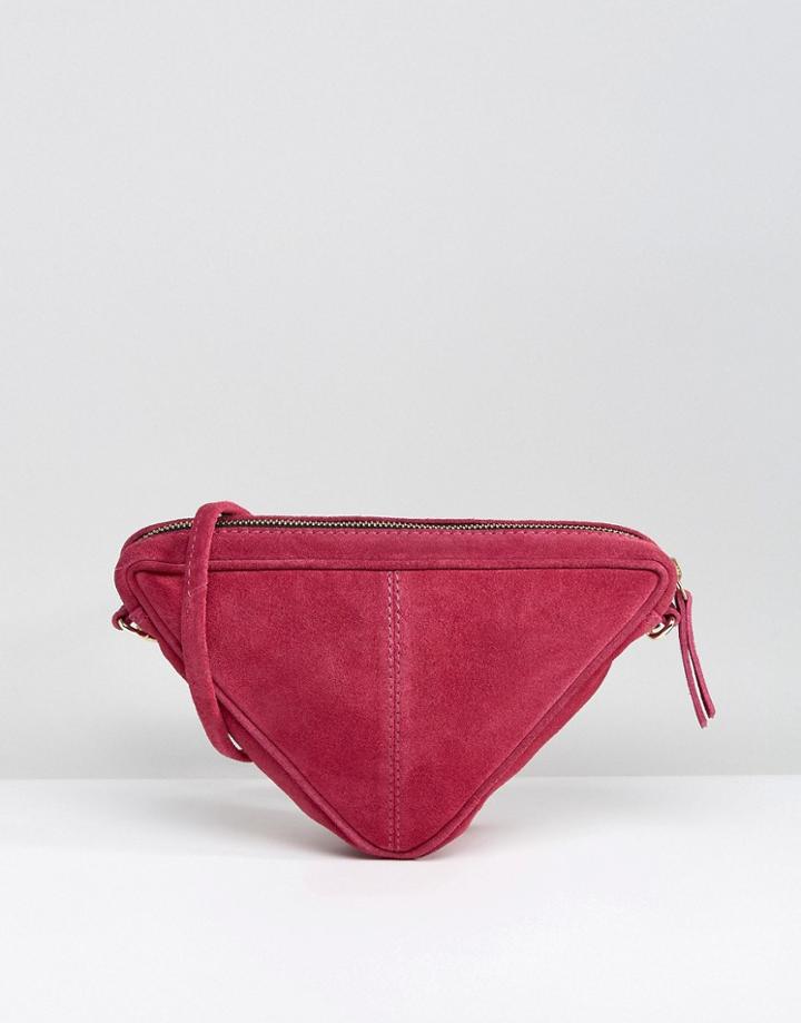 Asos Suede Triangle Cross Body Bag - Purple